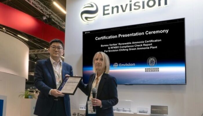 Envision Energy Raih Sertifikat Bureau Veritas untuk Pabrik Amonia Hijau di Chifeng
